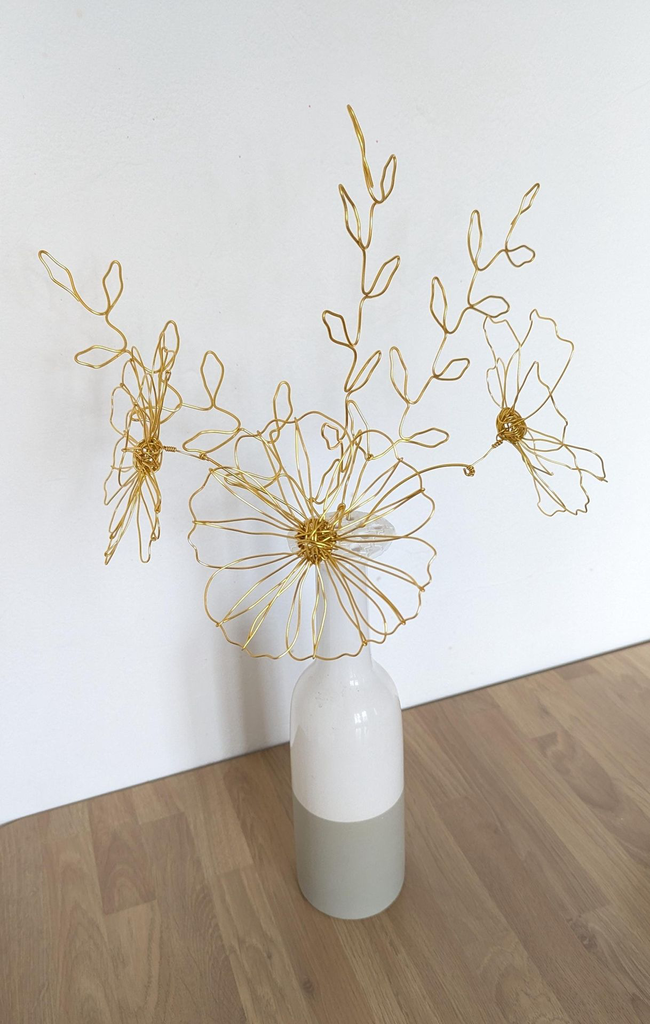 bouquet cosmos simples doubles fil de metal dore fait main France