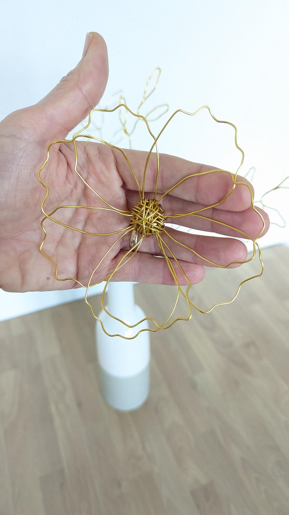 bouquet cosmos dore feuillages fil de fer deco interieure