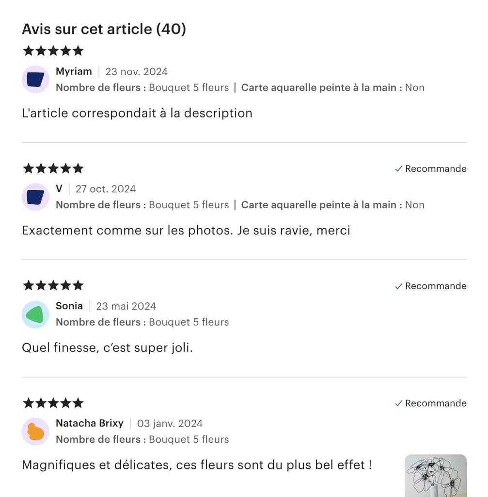 Avis client coquelicots en métal