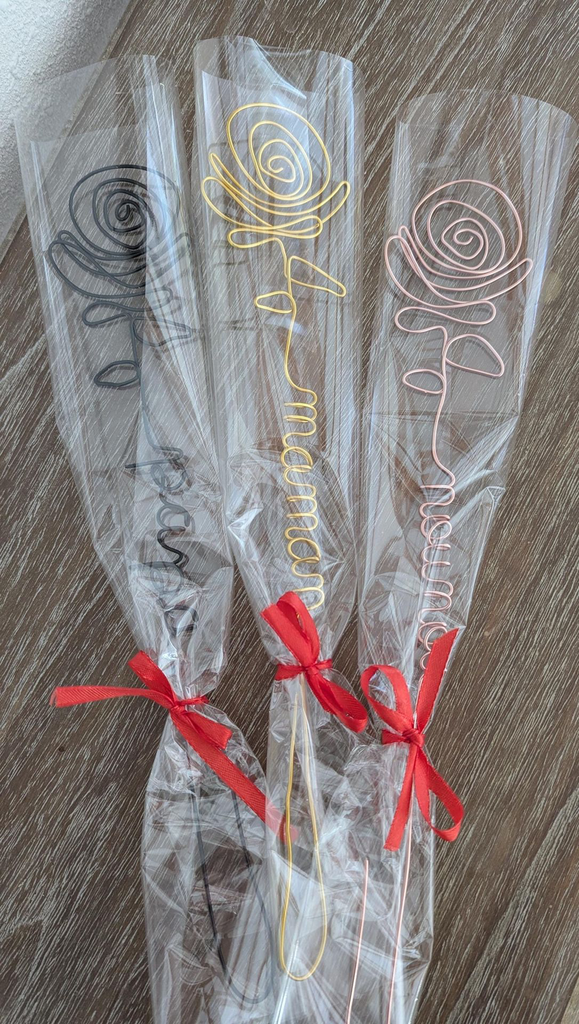 cadeau maitresse fin annee rose personnalisee fil metal