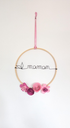 : couronne maman personnalisee cercle bambou fleurs papier rose fait main