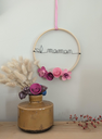 couronne maman personnalisee cercle bambou fleurs papier rose fait main