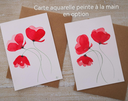 Carte aquarelle originale coquelicots