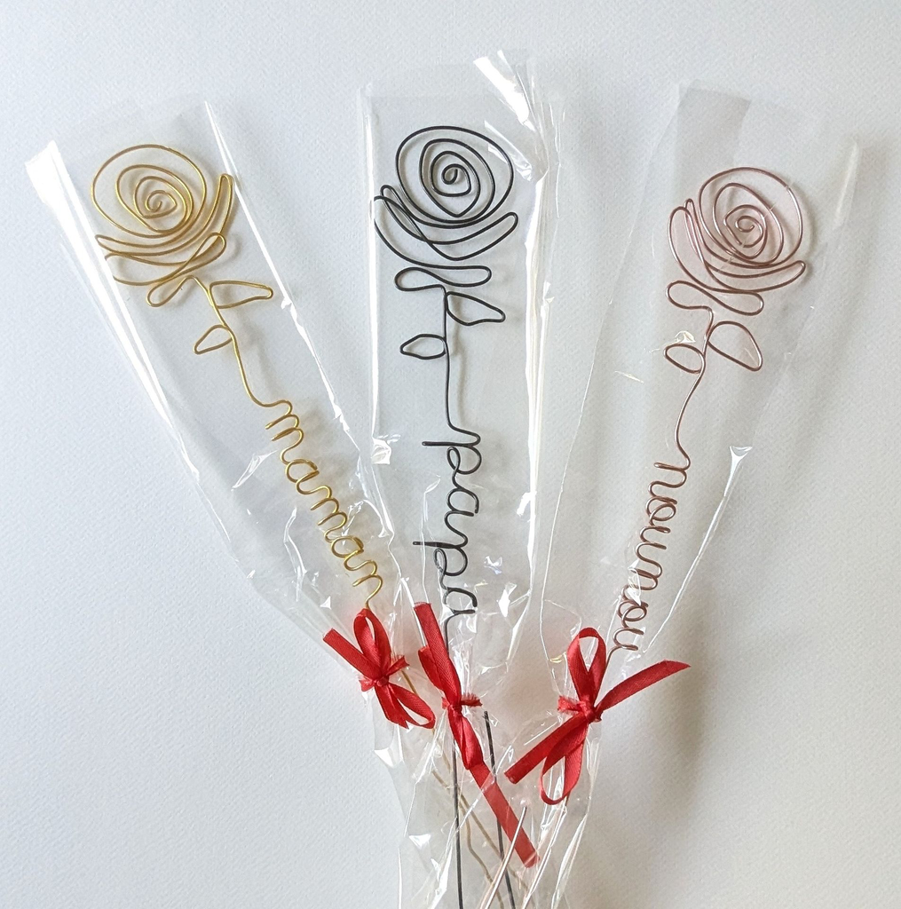 fleur pour maman fil de fer prenom cadeau fete des meres