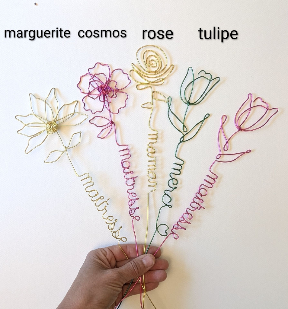 Fleurs aluminium colorées personnalisées prénom