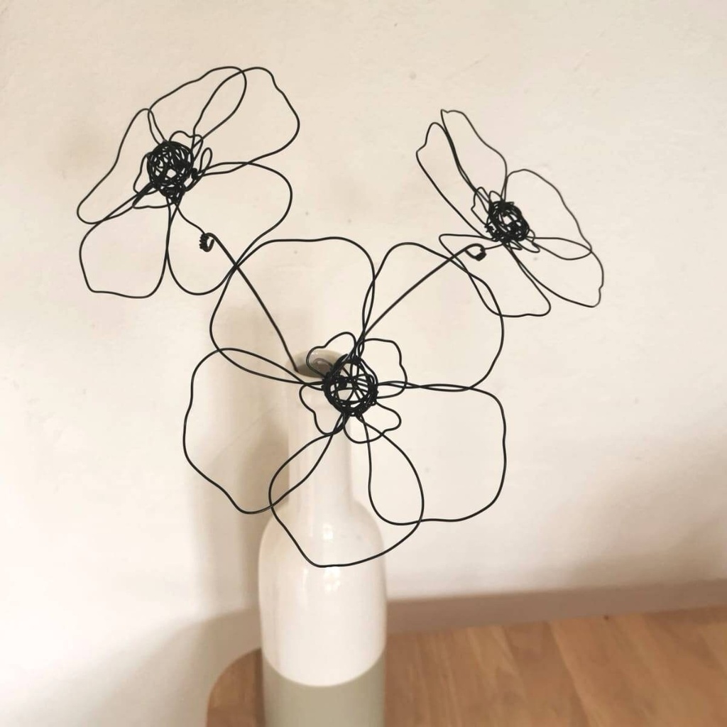 déco bohème florale originale bouquet fil aluminium noir artisanal