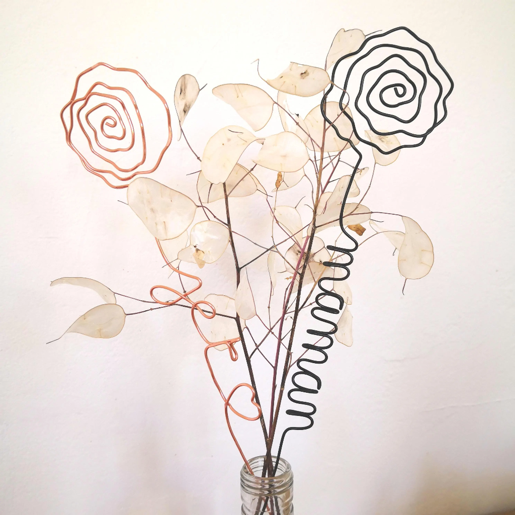 rose fil aluminium dore argente cuivre noir cadeau original