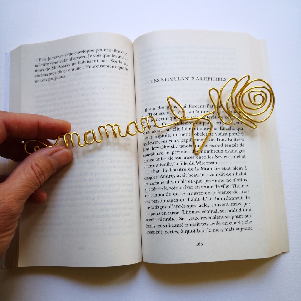 marque-page personnalise prenom fil aluminium cadeau anniversaire