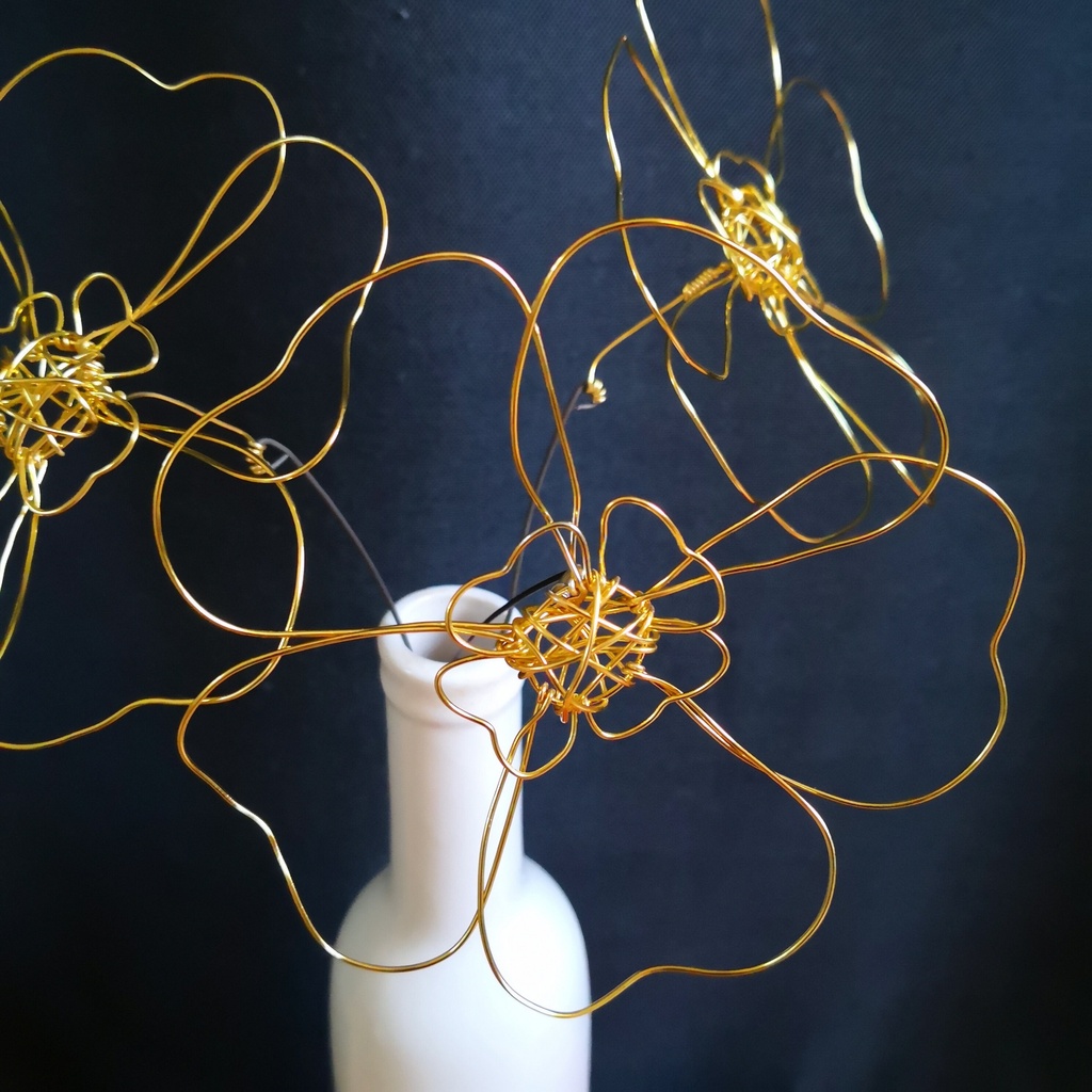 bouquet coquelicots fil de fer dore cadeau fete des meres original