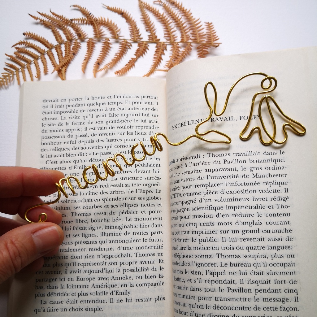 marque-page campanule fil aluminium dore cadeau maitresse fin annee
