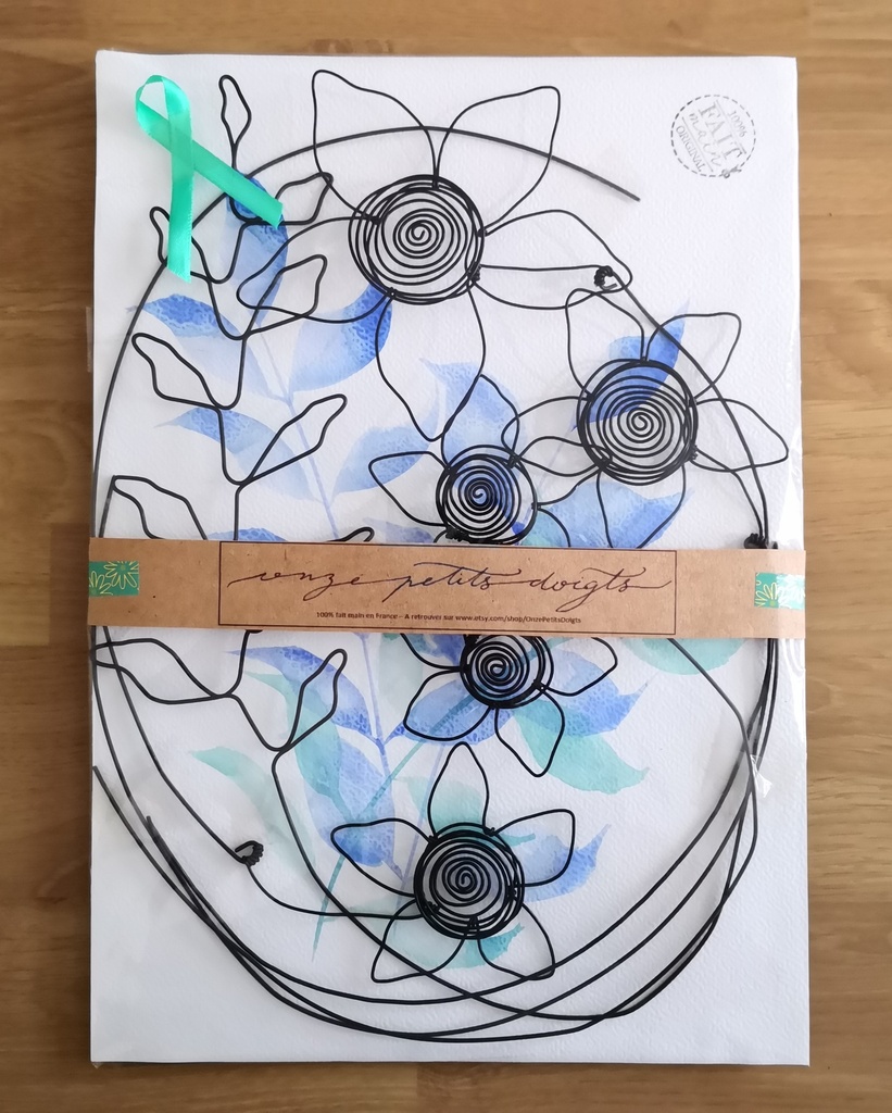 Emballage cadeau bouquet de fleurs en métal poétique bohème