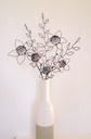 bouquet boheme 5 fleurs feuillages fil aluminium vase col etroit