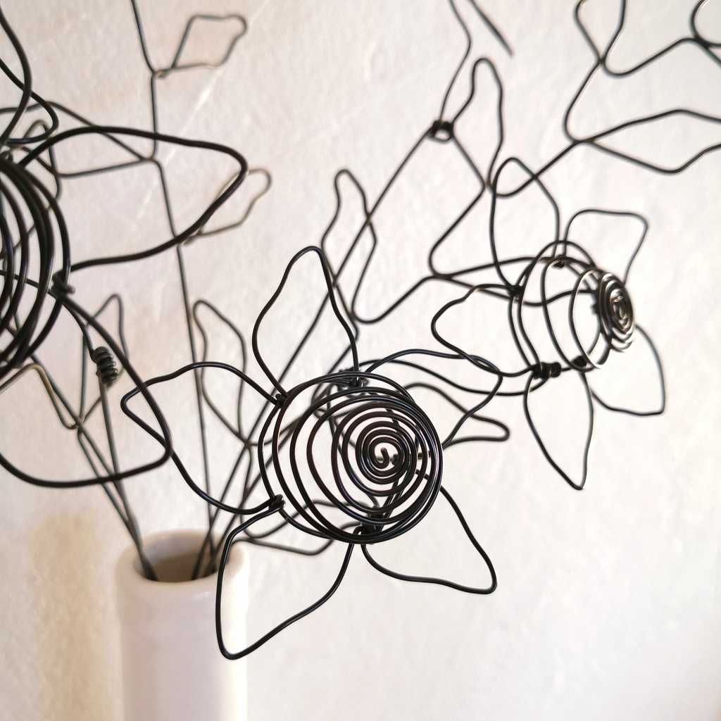 bouquet durable fleurs fil de fer boheme vase contemporain fait main