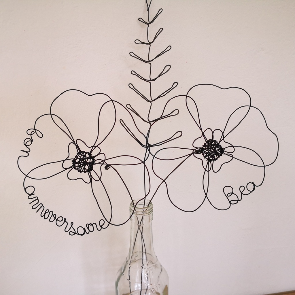 bouquet coquelicots personnalisés fil aluminium cadeau anniversaire