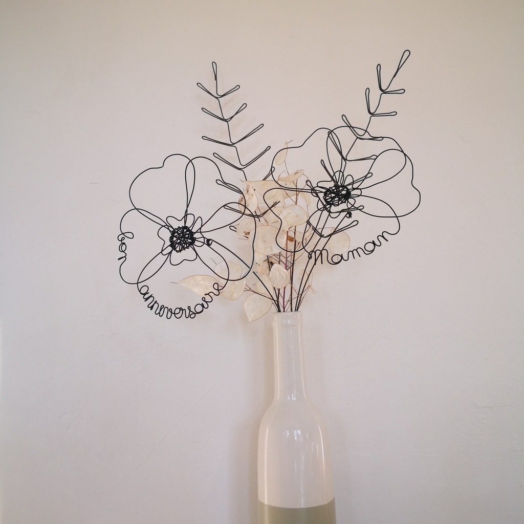 emballage soigne bouquet anniversaire prenom coquelicots aquarelle