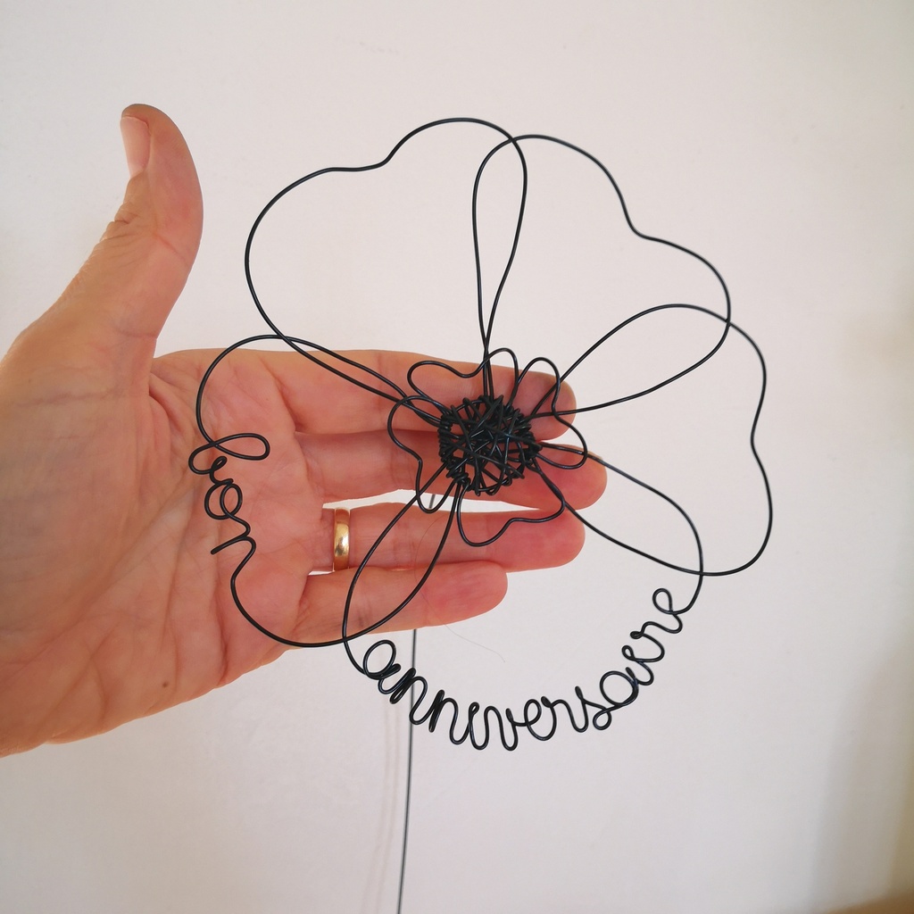 bouquet fil aluminium noir prenom anniversaire vase contemporain