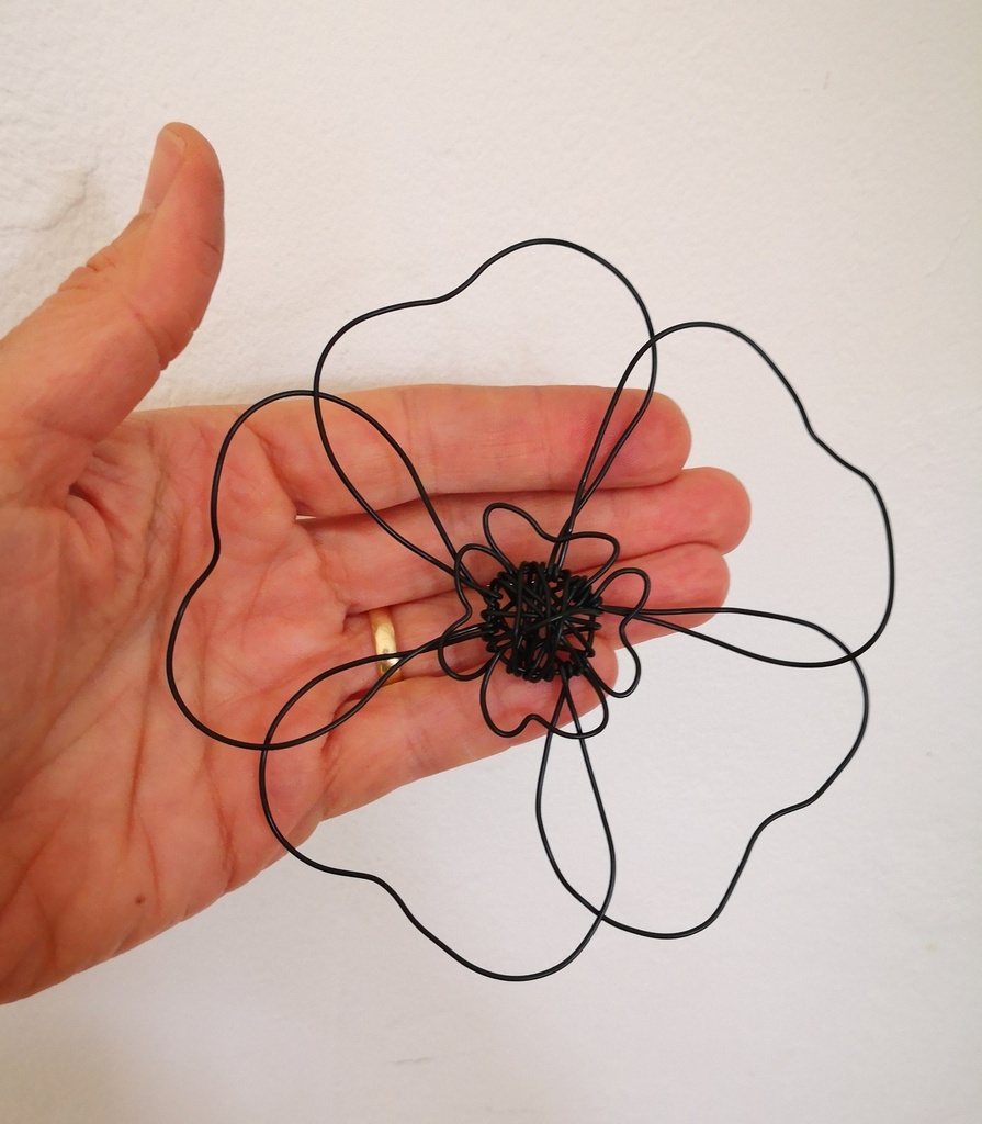 Bouquet coquelicots éternels en fil de métal noir