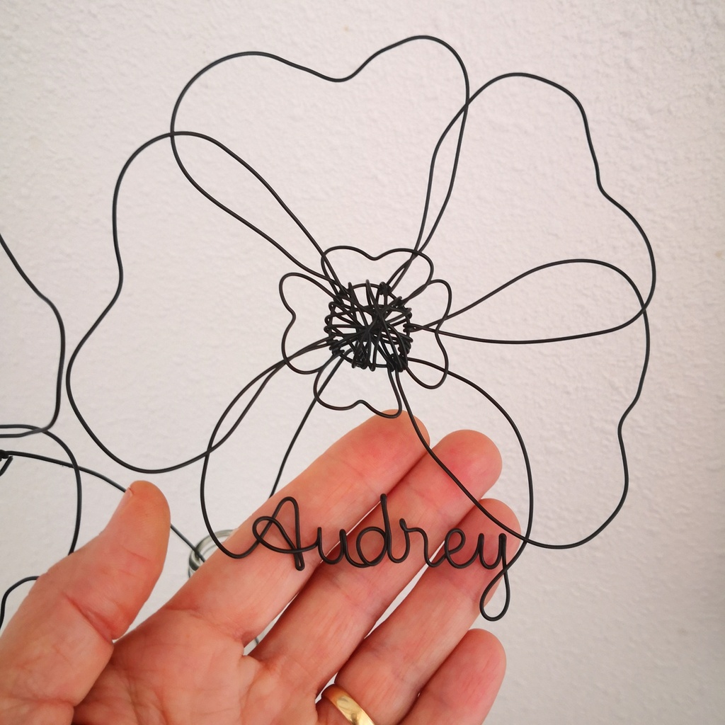 Bouquet coquelicots en métal avec prénom