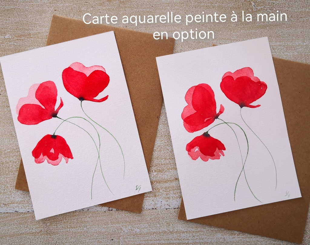 Carte aquarelle de coquelicot peint à la main