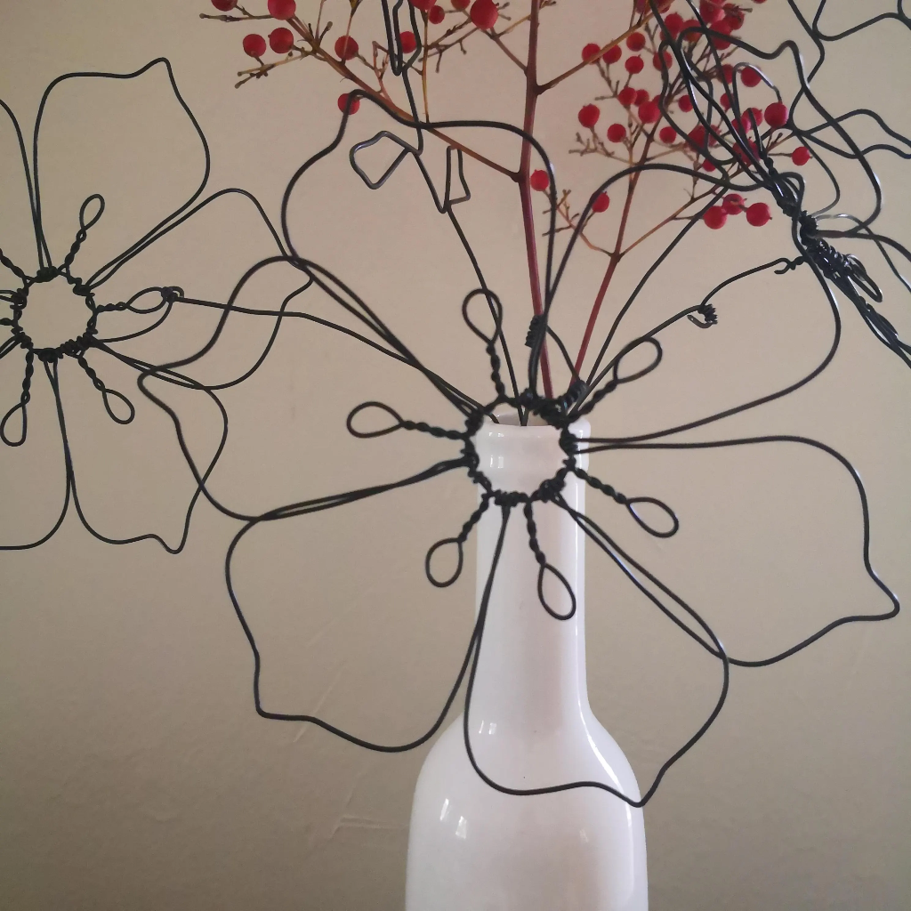 bouquet en metal poinsettias fil aluminium deco minimaliste florale