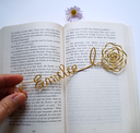 Marque-Page Personnalisé Motif Rose Spirale en fil de métal - cadeau fait main France