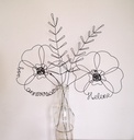Bouquet Bon Anniversaire et Prénom en Fil de Métal Noir- Cadeau fait main France