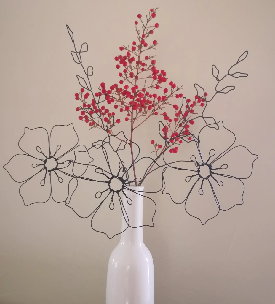 Bouquet Poinsettias en Fil de Fer et Feuillages
