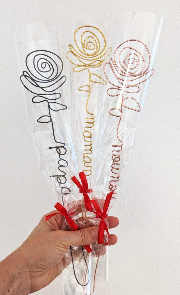 Roses Personnalisées Prénom ou Message Fil de métal - Cadeau fait Main France