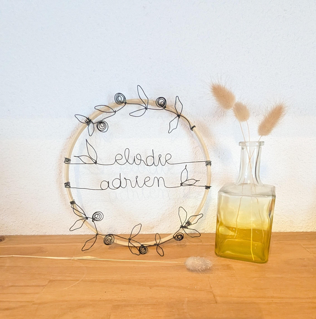 Couronne Prénoms Personnalisée - Décoration Murale Fait Main (1 prénom, Non)